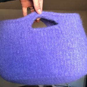 Wool knit purse bag purple blue clutch zara